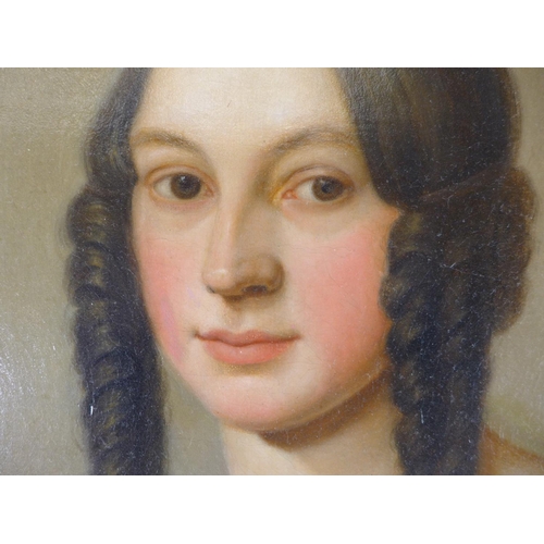 326 - A 19TH CENTURY PORTRAIT OF A YOUNG LADY, OIL ON CANVAS, 61 X 45CM, FRAMED