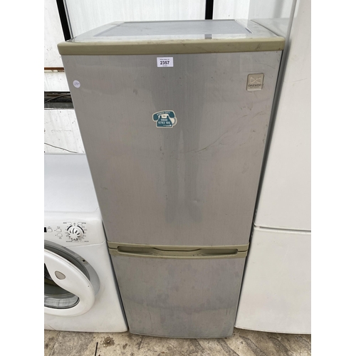 2357 - A GREY DAEWOO UPRIGHT FRIDGE FREEZER