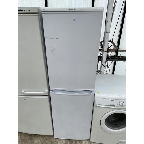 2359 - A WHITE HOTPOINT ICED DIAMOND UPRIGHT FRIDGE FREEZER