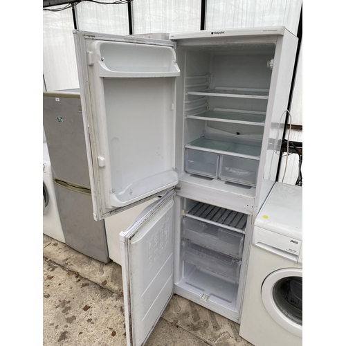 2359 - A WHITE HOTPOINT ICED DIAMOND UPRIGHT FRIDGE FREEZER