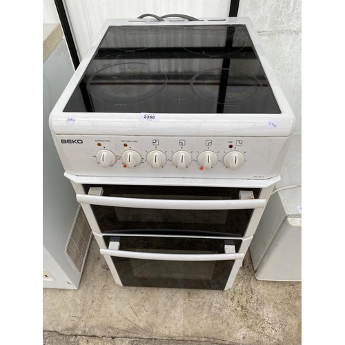 2368 - A BLACK AND WHITE BEKO ELECTRIC OVEN AND HOB