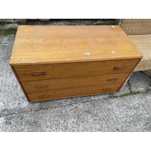 3064 - A RETRO TEAK CHEST OF THREE DRAWERS, 36