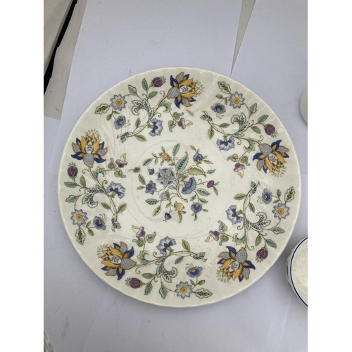 408 - A GROUP OF MINTON HADDON HALL BLUE ITEMS - FRUIT BOWL ETC