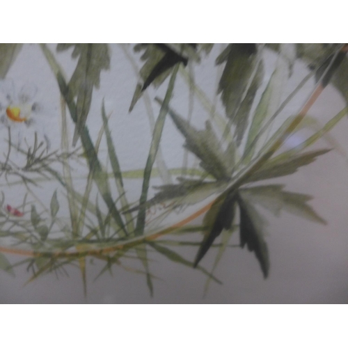 331 - E.VIZ (20TH/21ST CENTURY) FLORAL SCENE WATERCOLOUR, SIGNED RIGHT, 25 X 23CM, FRAMED A GLAZED AND AMU... 