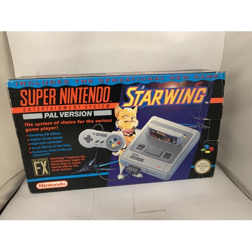 327 - A SUPER NINTENDO STARWING ENTERTAINMENT SYSTEM PAL VERSION INCLUDING GAME