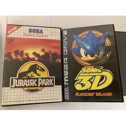 328 - FIVE SEGA MEGA DRIVE GAMES TO INCLULDE QUACKSHOT, MICRO MACHINES, JURASSIC PARK, SONIC 3D FLICKIES' ... 