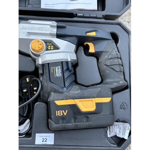 22 - A BOXED MACALLISTER CORDLESS NAIL GUN NO VAT