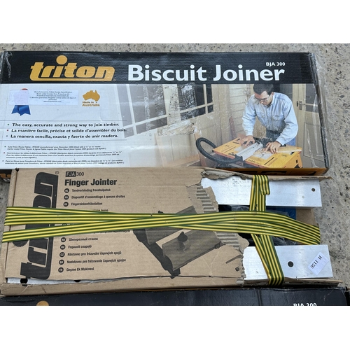 36 - TWO BOXED TRITON BISCUIT JOINERS AND A TRITON FINGER JOINER NO VAT