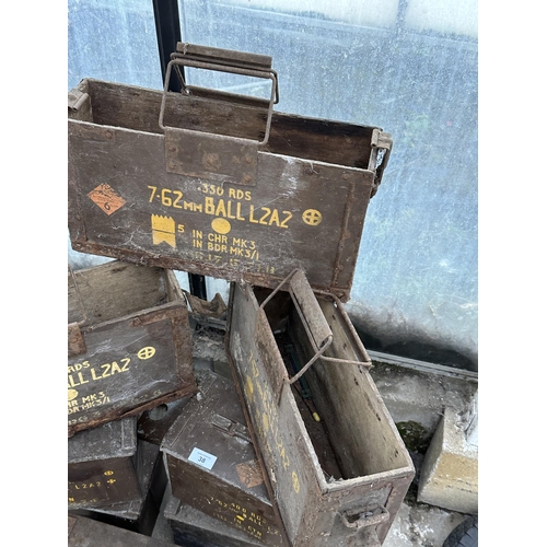 38 - EIGHT VARIOUS MILITARY AMMO BOXES NO VAT