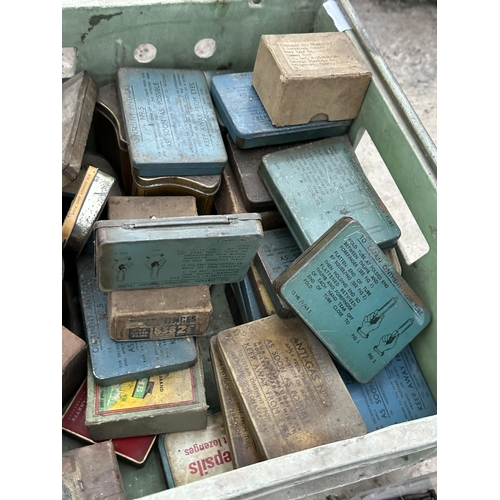 68 - A LARGE ASSORTMENT OF VINTAGE TINS TO INCLUDE VARIOUS HARDWARE NO VAT