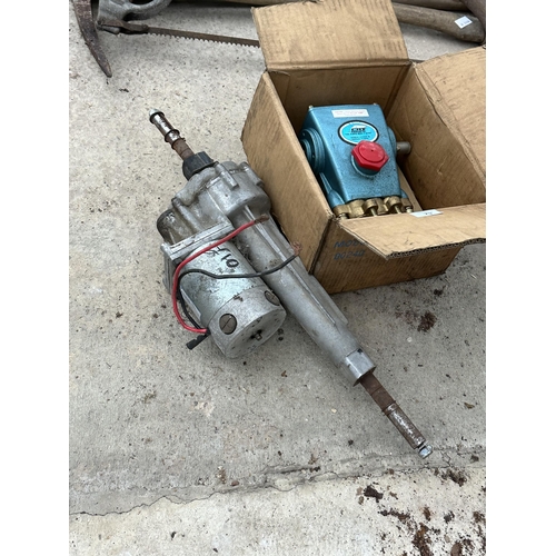 79 - AN AS NEW CAT PUMP AND A MOTOR NO VAT