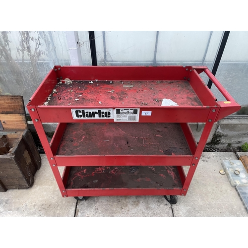 87 - A CLARKE STRONG ARM FOUR WHEELED WORKSHOP TROLLEY NO VAT