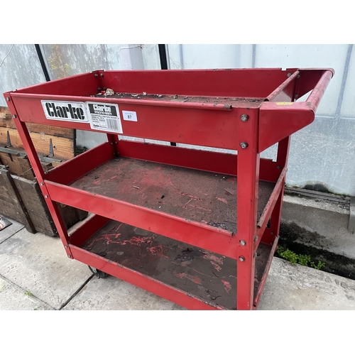 87 - A CLARKE STRONG ARM FOUR WHEELED WORKSHOP TROLLEY NO VAT