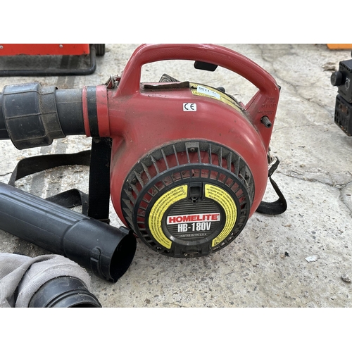 9 - A HOMELITE HB-180V PETROL LEAF BLOWER NO VAT