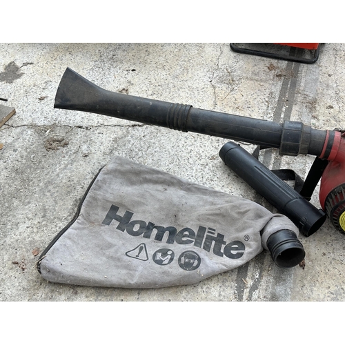 9 - A HOMELITE HB-180V PETROL LEAF BLOWER NO VAT