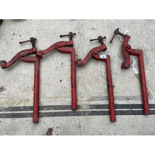 90 - A SET OF FOUR MARPLES HOLDFAST BENCH CLAMPS NO VAT