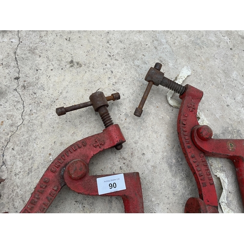 90 - A SET OF FOUR MARPLES HOLDFAST BENCH CLAMPS NO VAT