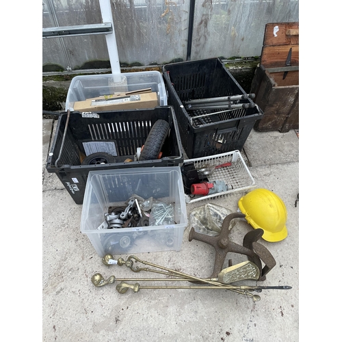 95 - AN ASSORTMENT OF ITEMS TO INCLUDE COBBLERS LASTS, COMPANION ITEMS AND WHEELS ETC NO VAT