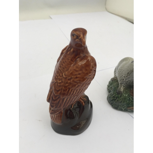 424 - TWO BESWICK BENEAGLES SCOTCH WHISKY BIRD DECANTERS