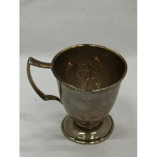 20 - A QUEEN ELIZABETH II 1952 SILVER CORONATION HALLMARKED BIRMINGHAM MUG, GROSS 75 GRAMS