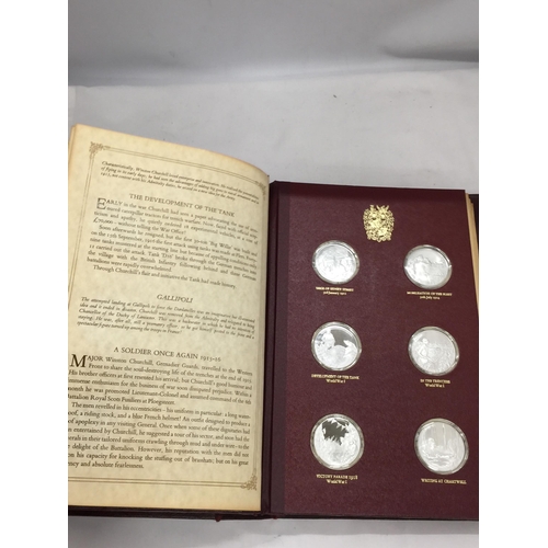 37 - A STERLING SILVER PROOF WINSTON CHURCHILL TWENTY FOUR MEDAL SET, JOHN PINCHE WITH CERTIFICATE OF AUT... 