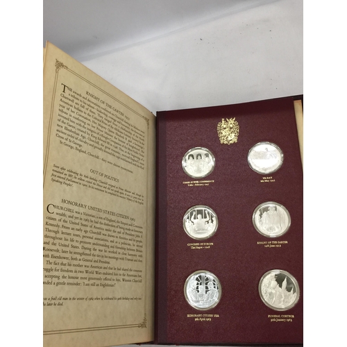 37 - A STERLING SILVER PROOF WINSTON CHURCHILL TWENTY FOUR MEDAL SET, JOHN PINCHE WITH CERTIFICATE OF AUT... 