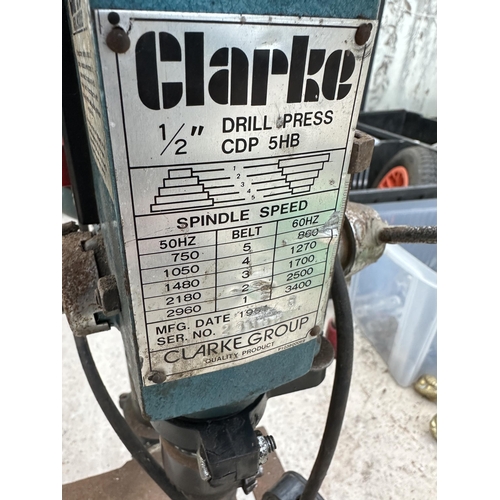 98 - A CLARKE METALWORKER 5 SPEED PILLAR DRILL - NO VAT