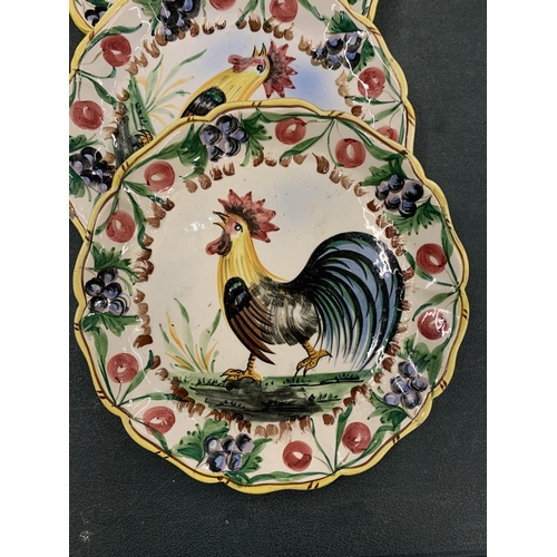 175 - A GROUP OF FIVE ITALIAN HAND PAINTED COCKEREL PLATES