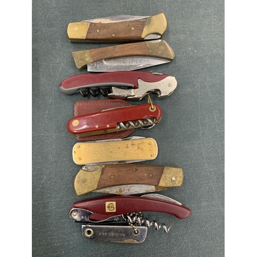 177 - EIGHT ASSORTED PEN KNIVES TO INCLUDE SWISS ARMY EXAMPLE