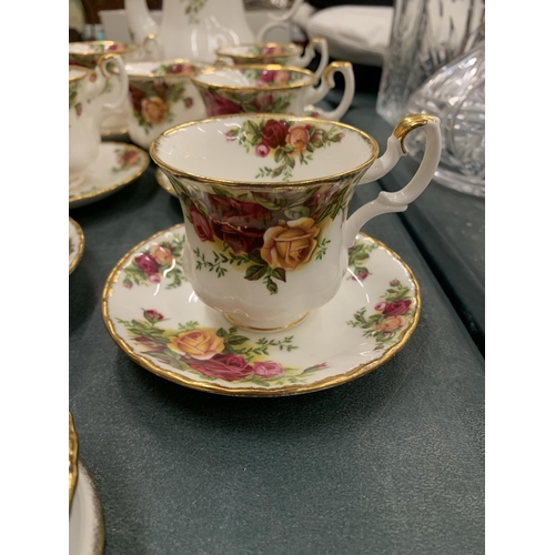 181 - A ROYAL ALBERT OLD COUNTRY ROSES COFFEE SET COMPRISING COFFEE POT, CUPS SAUCERS ETC