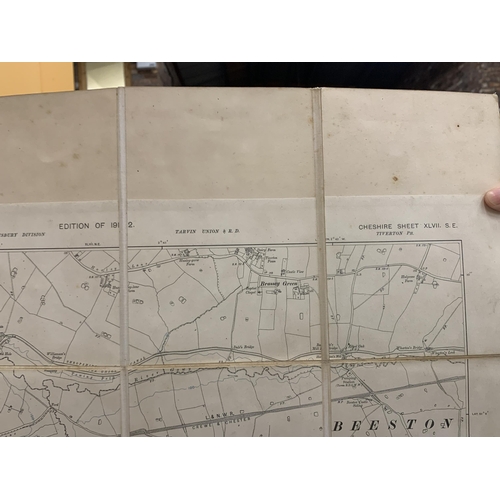 215 - TWO B STANFORD 1912 CASED ORDNANCE SURVEY MAPS OF CHESHIRE