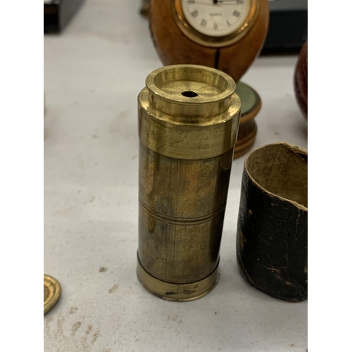 217 - A SMALL VINTAGE CASED BRASS TELESCOPE