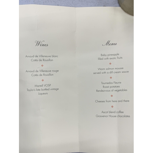 223 - A SIGNED RICHARD STOTT DINNER MENU, GROSVENOR HOUSE, LONDON