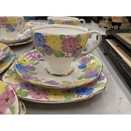 238 - A COLLECTION OF TEAWARES TO INCLUDE COALPORT FLORAL CUPS AND SAUCERS ETC