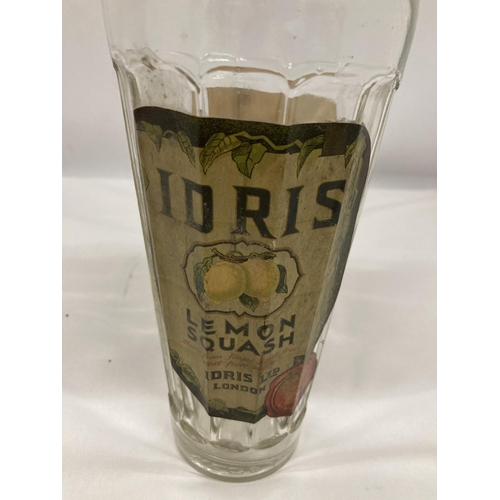 117 - A VINTAGE GLASS 'IDRIS' LEMON SQUASH BOTTLE