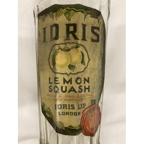 117 - A VINTAGE GLASS 'IDRIS' LEMON SQUASH BOTTLE