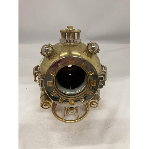 126 - AN UNUSUAL HEAVY BRASS BATHYSPHERE/SUBMARINE WATCH HOLDER