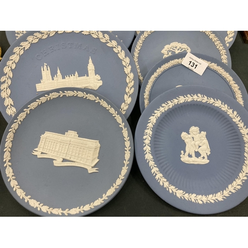 131 - A COLLECTION OF WEDGWOOD JASPERWARE CABINET PLATES - 11 IN TOTAL