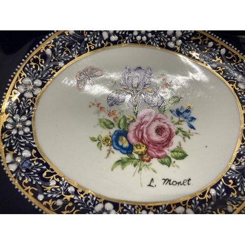 136 - A LIMOGES HAND PAINTED TWO HANDLED DISH