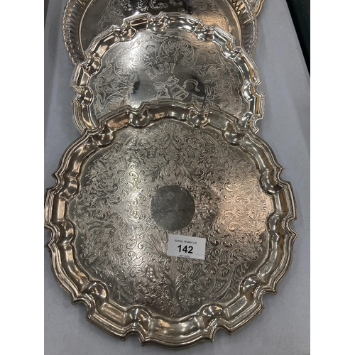 142 - SIX SILVER PLATED TRAYS