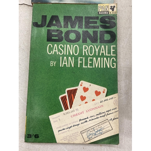 159 - TWO VINTAGE JAMES BOND PAN BOOKS TO INCLUDE 'CASINO ROYALE' AND 'MOONRAKER'