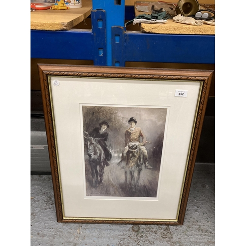 452 - A LIMITED EDITION 404/500 PRINT OF HUNTSMEN, FRAMED