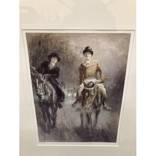 452 - A LIMITED EDITION 404/500 PRINT OF HUNTSMEN, FRAMED