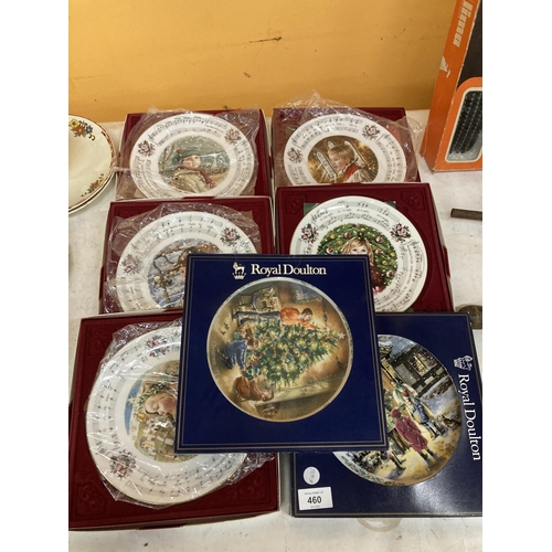 460 - A COLLECTION OF ROYAL DOULTON CHRISTMAS PLATES, BOXED - 7 IN TOTAL