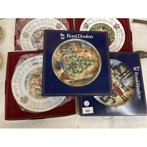 460 - A COLLECTION OF ROYAL DOULTON CHRISTMAS PLATES, BOXED - 7 IN TOTAL