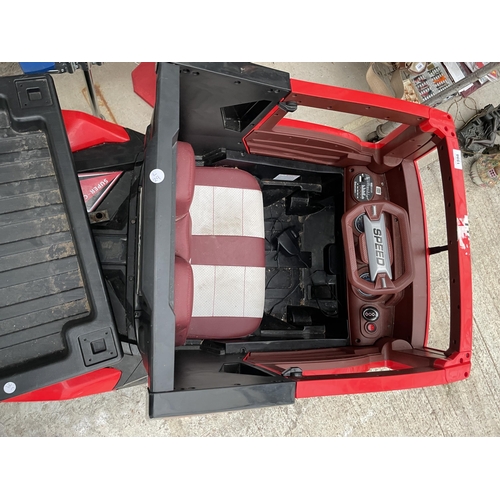 A 'SUPER CAR' BATTERY POWERED CHILDS RIDE ALONG BATTERY WAGON AND
