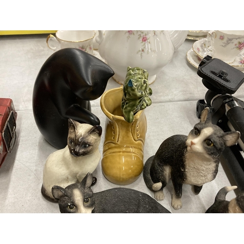 300 - EIGHT ASSORTED CAT FIGURES INCLUDING BESWICK AND SYLVAC