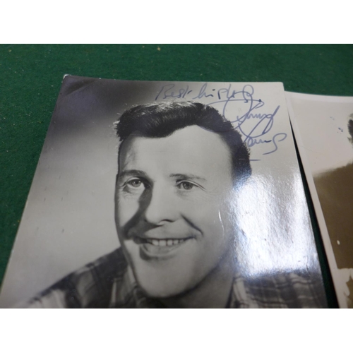 13 - A SIGNED JIMMY YOUNG PHOTOGRAPH, SIGNED EMILE FORD POSTCARD AND A CREW CUTS POSTCARD