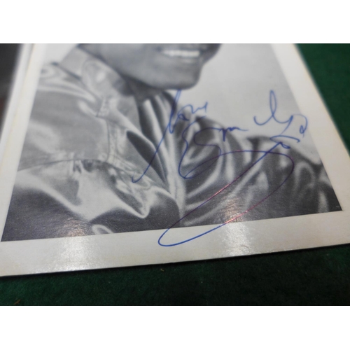 13 - A SIGNED JIMMY YOUNG PHOTOGRAPH, SIGNED EMILE FORD POSTCARD AND A CREW CUTS POSTCARD