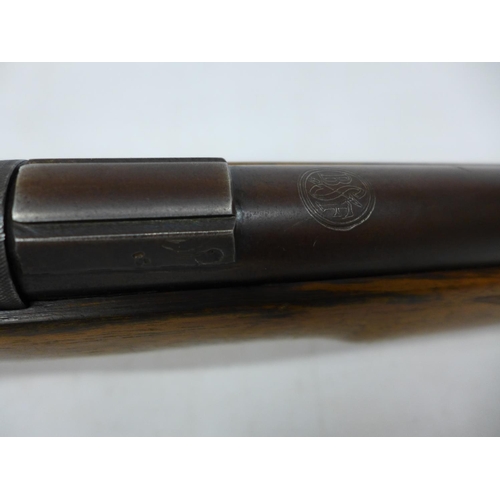 415 - A VINTAGE BSF S54 .177 CALIBRE AIR RIFLE, 49CM BARREL, LENGTH 116CM, TOGETHER WITH SLIP CASE